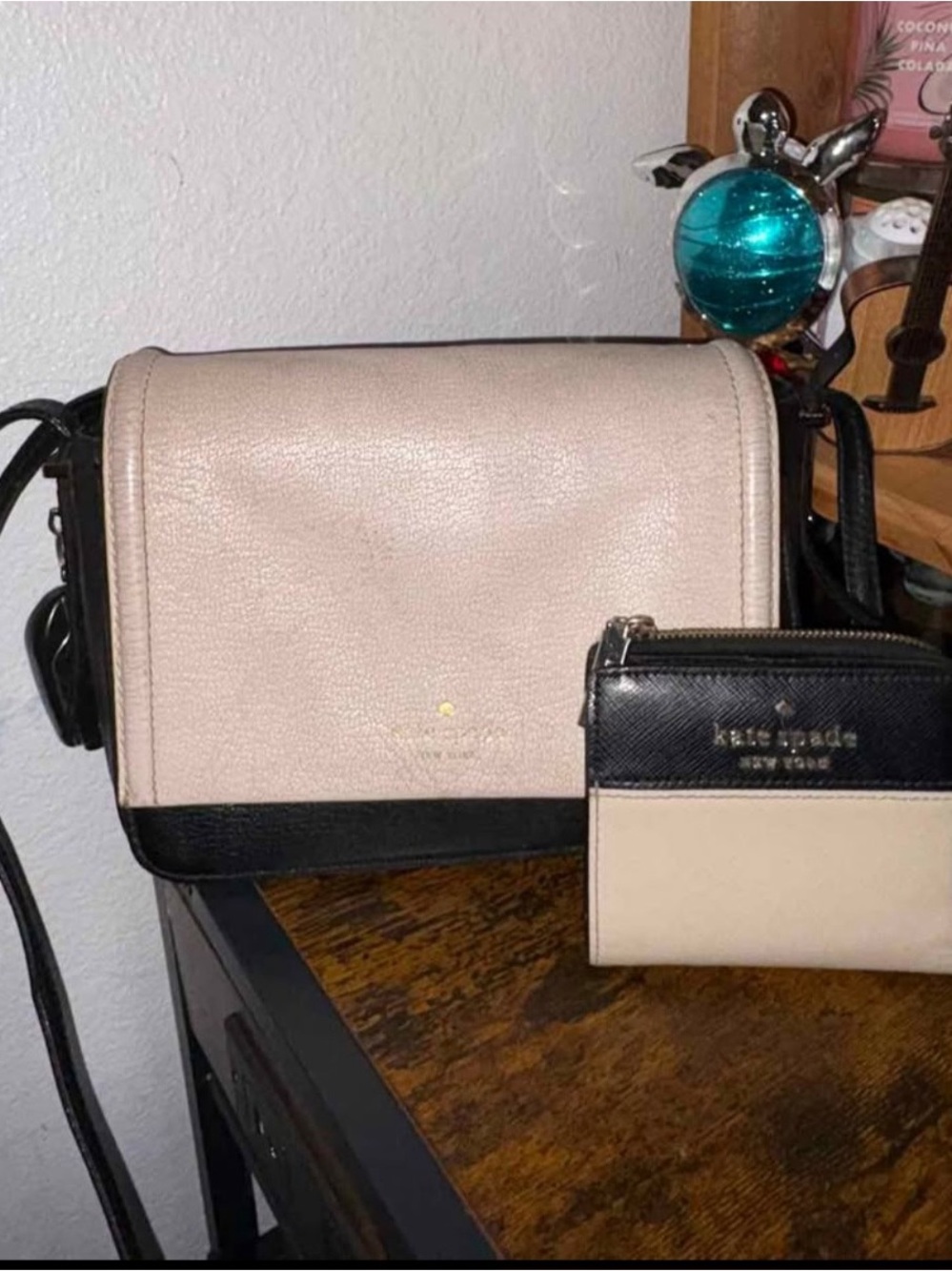 kate spade Two-Tone Blush and Black Crossbody with Matching Wallet